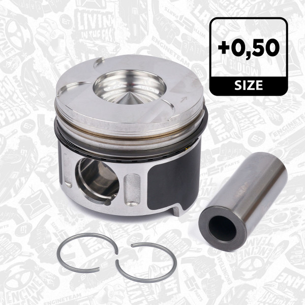 PM001650, Piston with rings and pin, Complete piston with rings and pin, ET ENGINETEAM, Mercedes-Benz C-Class E-Class Sprinter Vito C200/208/211/213/216/220/C270/311CDI OM611* OM612*OM613* 2000+, 0045702, 854545, 87-117907-00, 97409610, 71-1089-50, 854545MEC