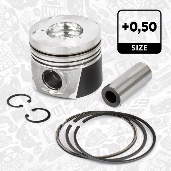 PM005450, Piston with rings and pin, Complete piston with rings and pin, ET ENGINETEAM, Nissan Cabstar King Cab Navara NP3000 Pathfinder 2,5TD 2,5dCi YD25DDTi 2005+