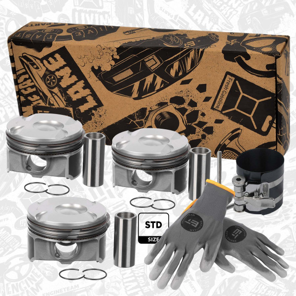 Repair set - complete piston with rings and pin (for 1 engine) - PM015000VR1 ET ENGINETEAM