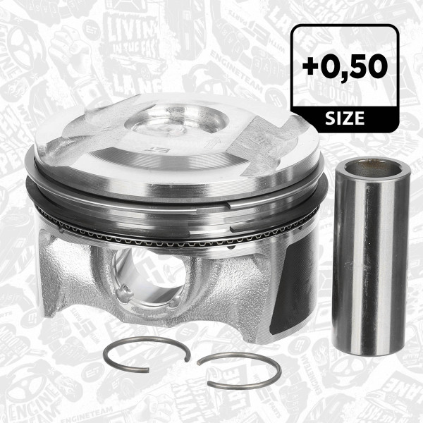 Piston with rings and pin - PM015650 ET ENGINETEAM