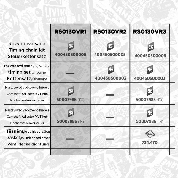 Sada rozvodového řetězu - RS0130VR1 ET ENGINETEAM - 8685091, 11317516093, 11317631972