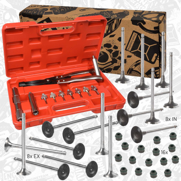 VS0011VR2, Sada ventilů, sací/výfukový ventil, Ventil set IN/EX 1,6i/tes.ventil,nářadí, ET ENGINETEAM, Citroen Berlingo/C4/C5, Peugeot 206/307/308  1,6i NFU (TU5JP4) 2000+, 0949A8, 0949C5, 948E0, 0948A9, 0956.38, 0956.40