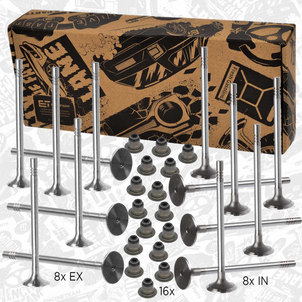 VS0021VR1, Valve Kit, intake/exhaust valve, ET ENGINETEAM, Citroen Fiat Ford Peugeot Jumper Ducato Boxer 2,2D/HDi/TDCi 4HU/4HV PUMA 2004+, 0949.E3, 9660640080, 9660035980, 9675709680, 0948.E6, 9660039680, 9675708880, 0956.59, 031VA31675000, 539035, R6509/RCR, 031VE31674000, 539034, R6508/SCR