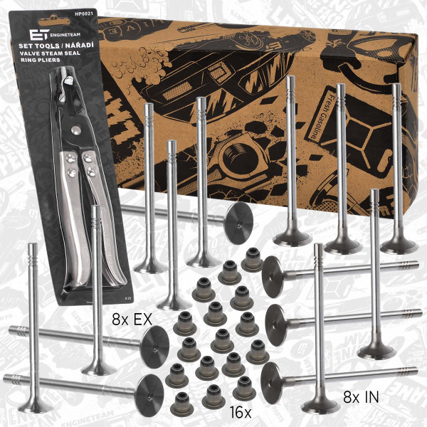VS0021VR2, Valve Kit, intake/exhaust valve, ET ENGINETEAM, Citroen Fiat Ford Peugeot Jumper Ducato Boxer 2,2D/HDi/TDCi 4HU/4HV PUMA 2004+, 0949.E3, 9660640080, 9660035980, 9675709680, 0948.E6, 9660039680, 9675708880, 0956.59, 031VA31675000, 539035, R6509/RCR, 031VE31674000, 539034, R6508/SCR