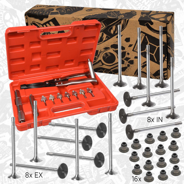 VS0021VR3, Valve Kit, intake/exhaust valve, ET ENGINETEAM, Citroen Fiat Ford Peugeot Jumper Ducato Boxer 2,2D/HDi/TDCi 4HU/4HV PUMA 2004+, 0949.E3, 9660640080, 9660035980, 9675709680, 0948.E6, 9660039680, 9675708880, 0956.59, 031VA31675000, 539035, R6509/RCR, 031VE31674000, 539034, R6508/SCR