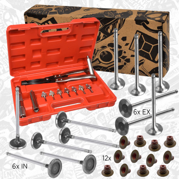 VS0033VR2, Sada ventilů, sací/výfukový ventil, Ventil set IN/EX 1,2 THP/těs.,nářadí, ET ENGINETEAM, Citroen Peugeot Opel C4 Picasso Grand Picasso Combo Corsa Mokka 308 3008 5008 HNS (EB2ADTS) 1,2 THP 2014+, 3553388, 9807645980, 3645923, 9675073180, 3645957, 9801960980, 9819057680, 1611289780, 1611510280, 1623068580