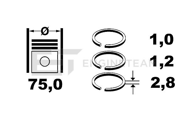 R4000200, Piston Ring Kit, Piston rings - 4 pistons set, ET ENGINETEAM, 08-433700-00